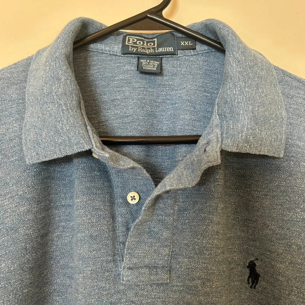 Polo Ralph Lauren long-sleeve heathered blue polo shirt, men's sz XXL